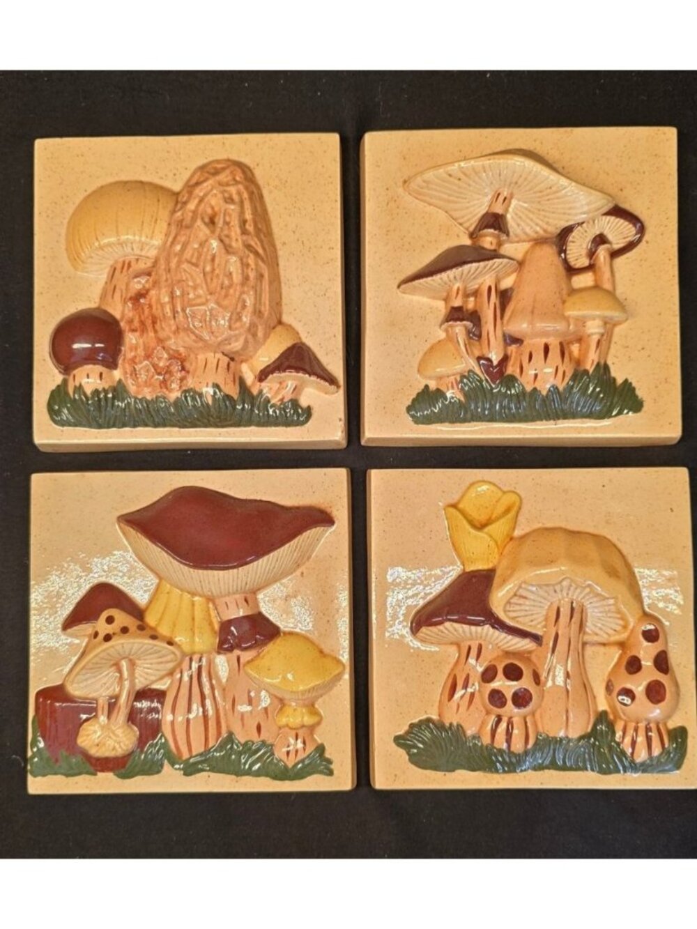 Vintage 1970s MCM Merry Mushroom 3D Retro Kitchen Wall Decor Yellow Brown